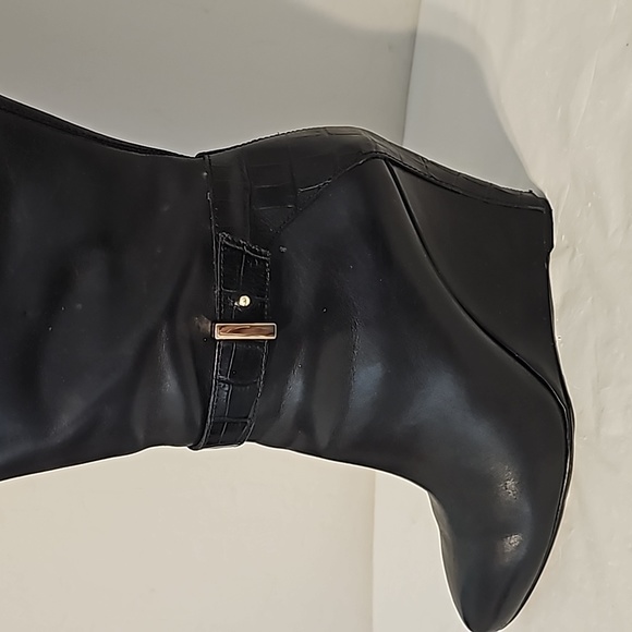 Ann Taylor Black Leather Wedge Boot - Picture 4 of 6